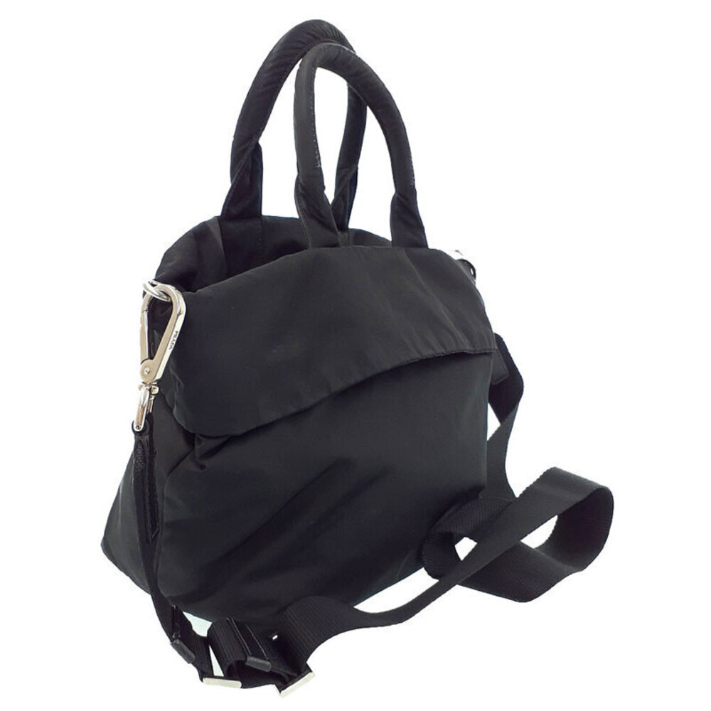 Prada Reversible versatile Bag 2way Tote Logo nylon Black Tessuto Triangle